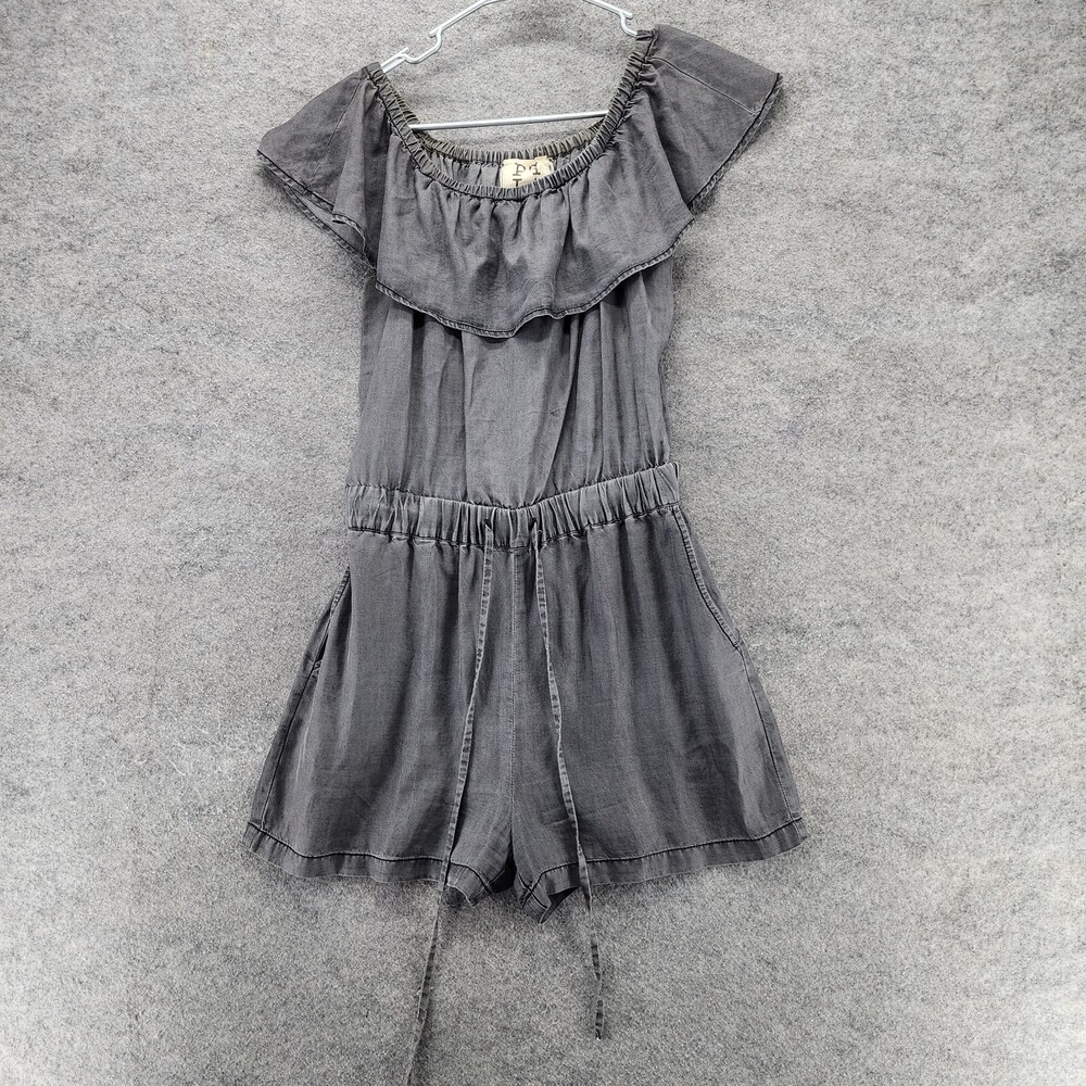 PPLA Clothing Romper Womens Small Colt Off Shoulder Gray